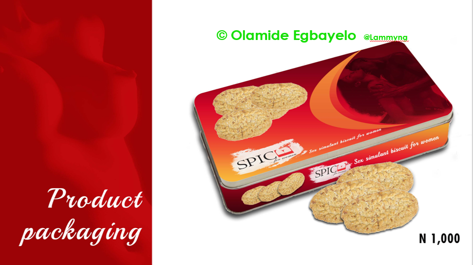 Spice Aphrodisiac biscuit packaging by Olamide Egbayelo